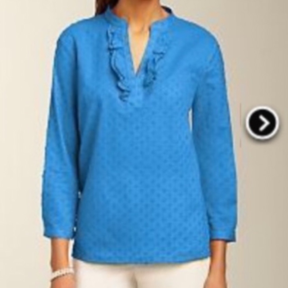 Talbots Clip Dot Ruffle Tunic S - Picture 11 of 12